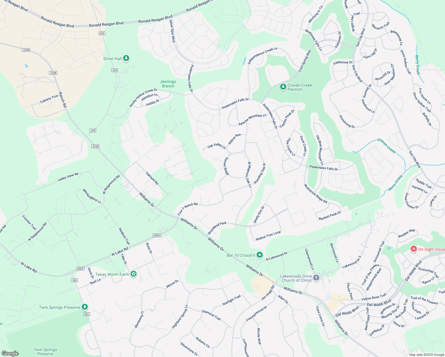 map of restaurants, bars, coffee shops, grocery stores, and more near 504 Four T Ranch Road in Georgetown