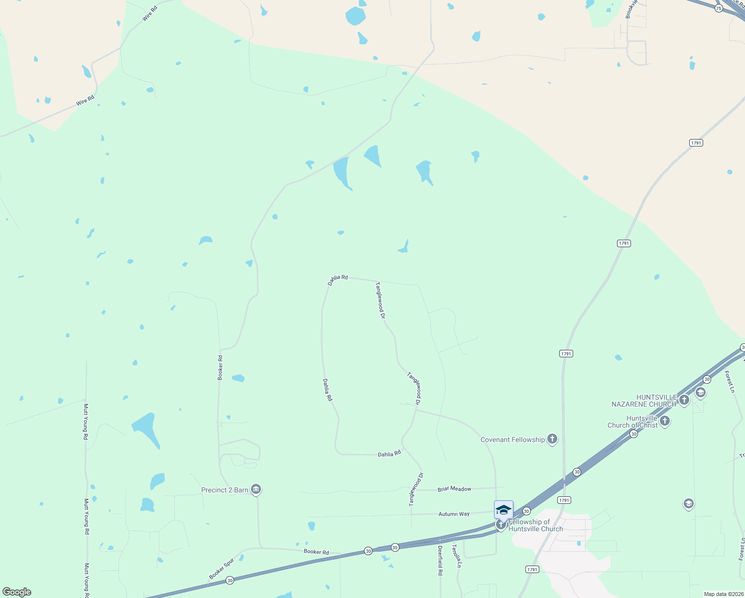 map of restaurants, bars, coffee shops, grocery stores, and more near 221 Tanglewood Drive in Huntsville