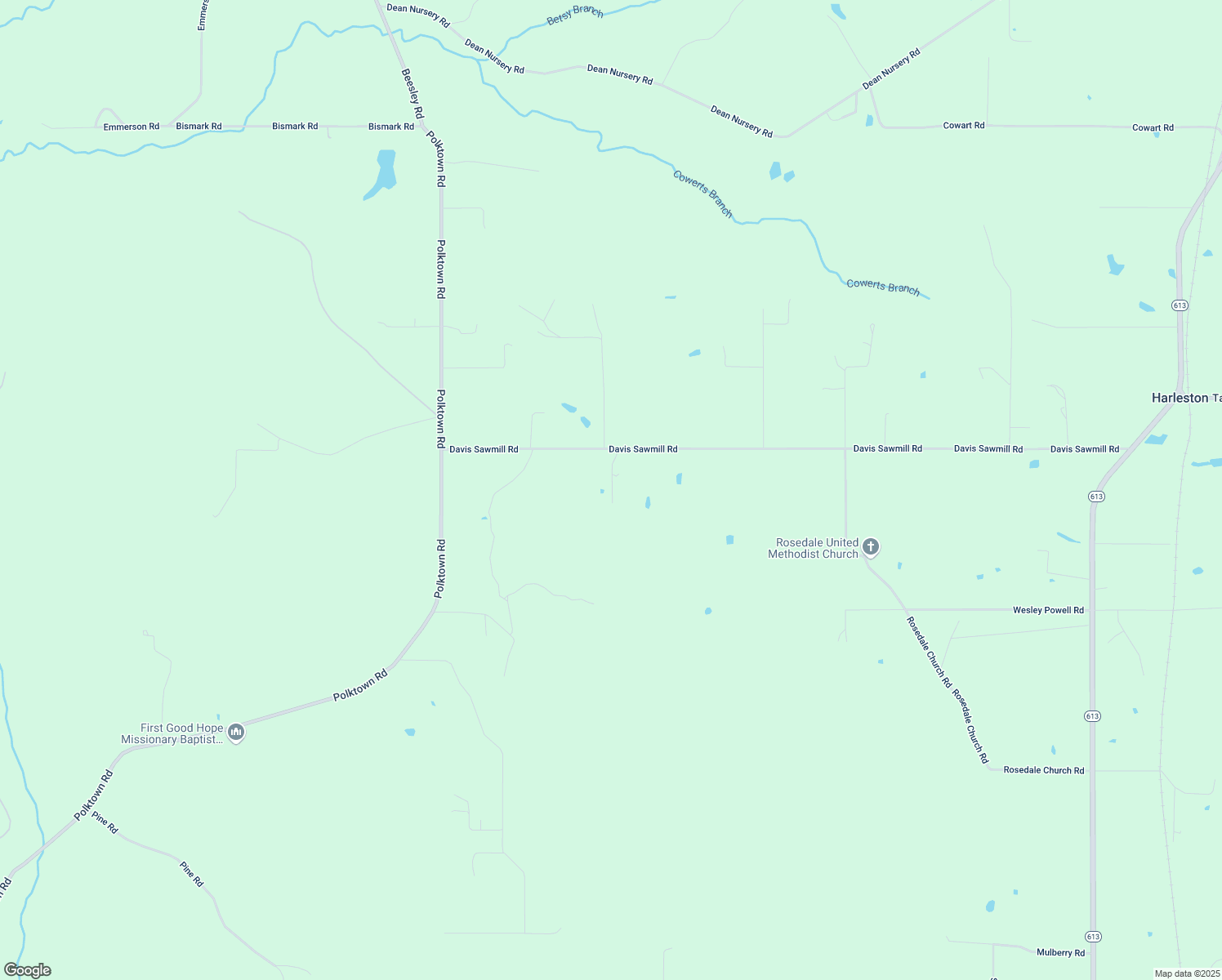 map of restaurants, bars, coffee shops, grocery stores, and more near 4300 Davis Sawmill Road in Lucedale