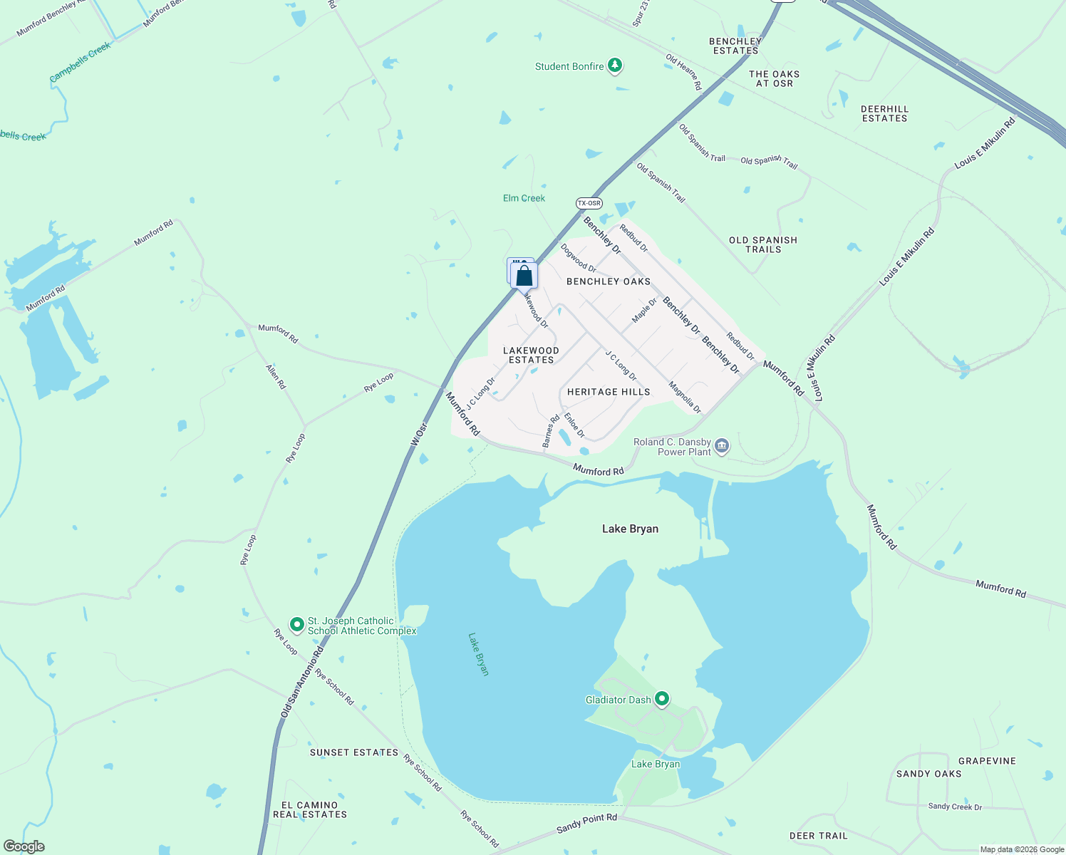 map of restaurants, bars, coffee shops, grocery stores, and more near 6022 Mount Hope in Bryan