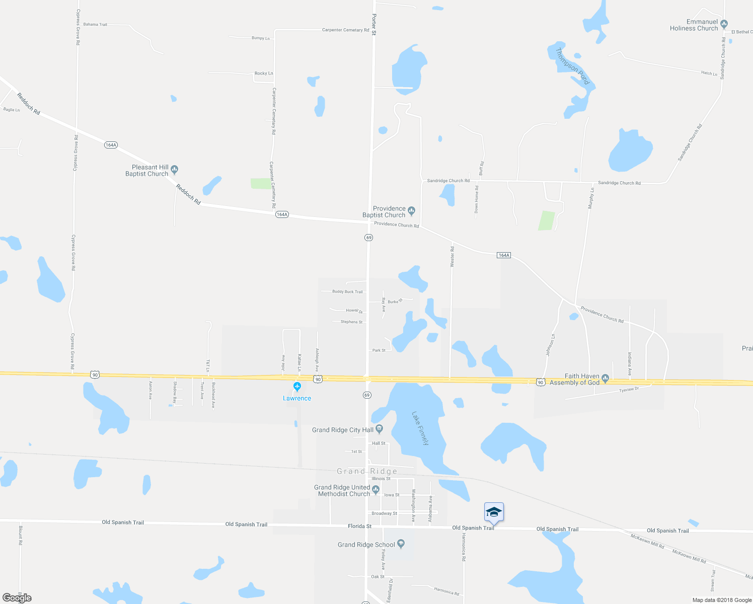 map of restaurants, bars, coffee shops, grocery stores, and more near 6915 Burke Street in Grand Ridge