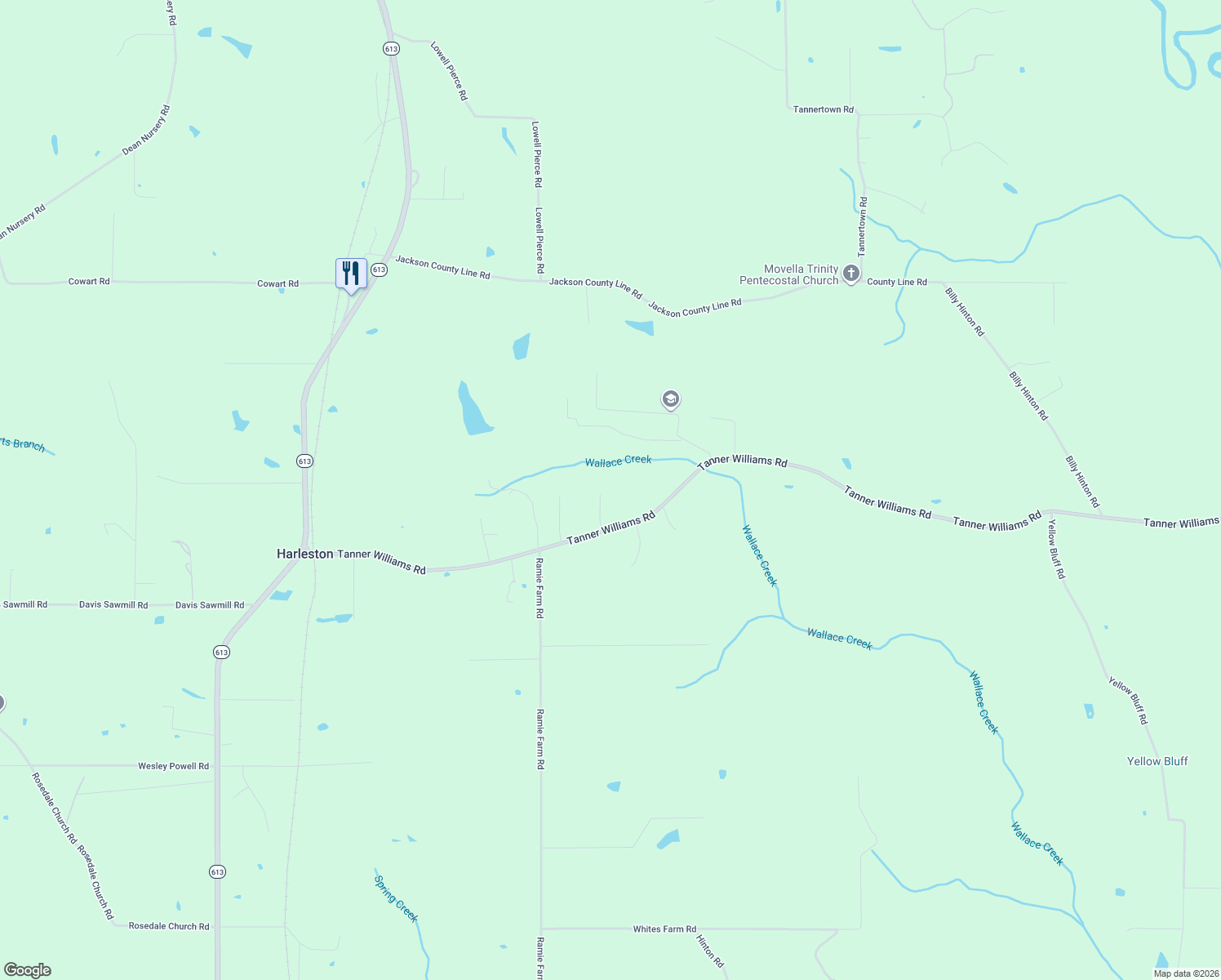 map of restaurants, bars, coffee shops, grocery stores, and more near 26304 Brooklyn Ln in Lucedale