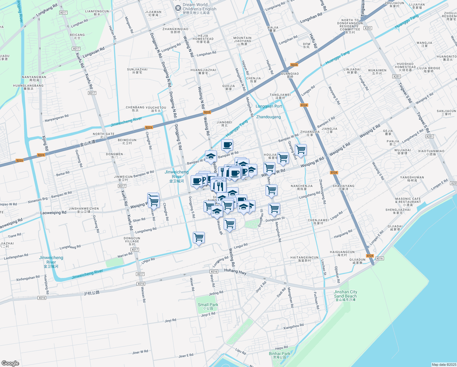 map of restaurants, bars, coffee shops, grocery stores, and more near in 