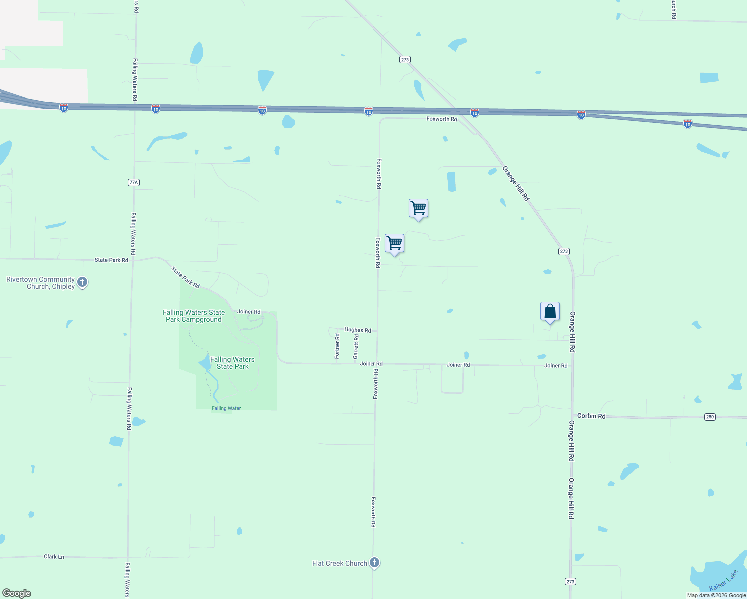 map of restaurants, bars, coffee shops, grocery stores, and more near 1482 Foxworth Road in Chipley