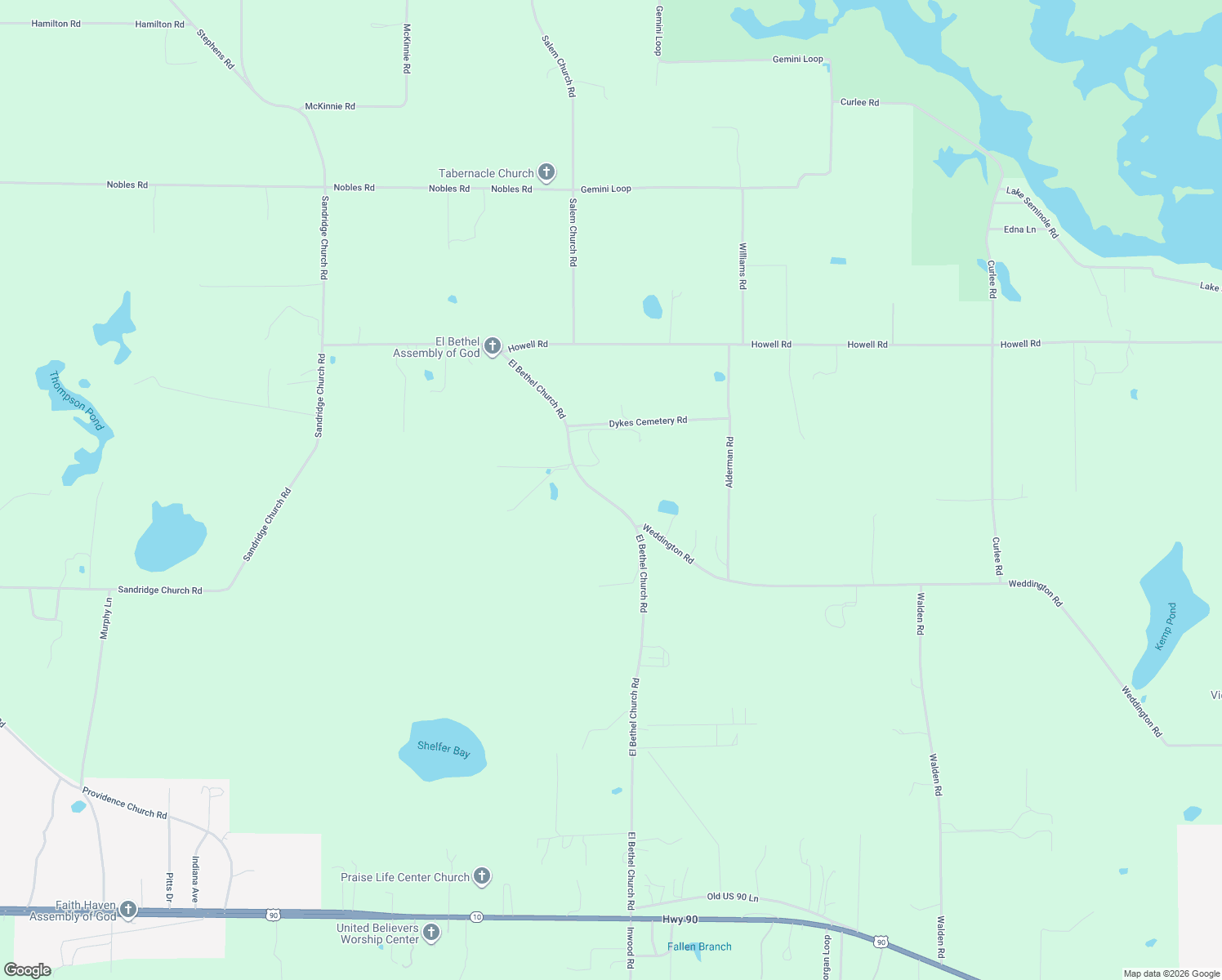 map of restaurants, bars, coffee shops, grocery stores, and more near 2418 El Bethel Church Road in Grand Ridge