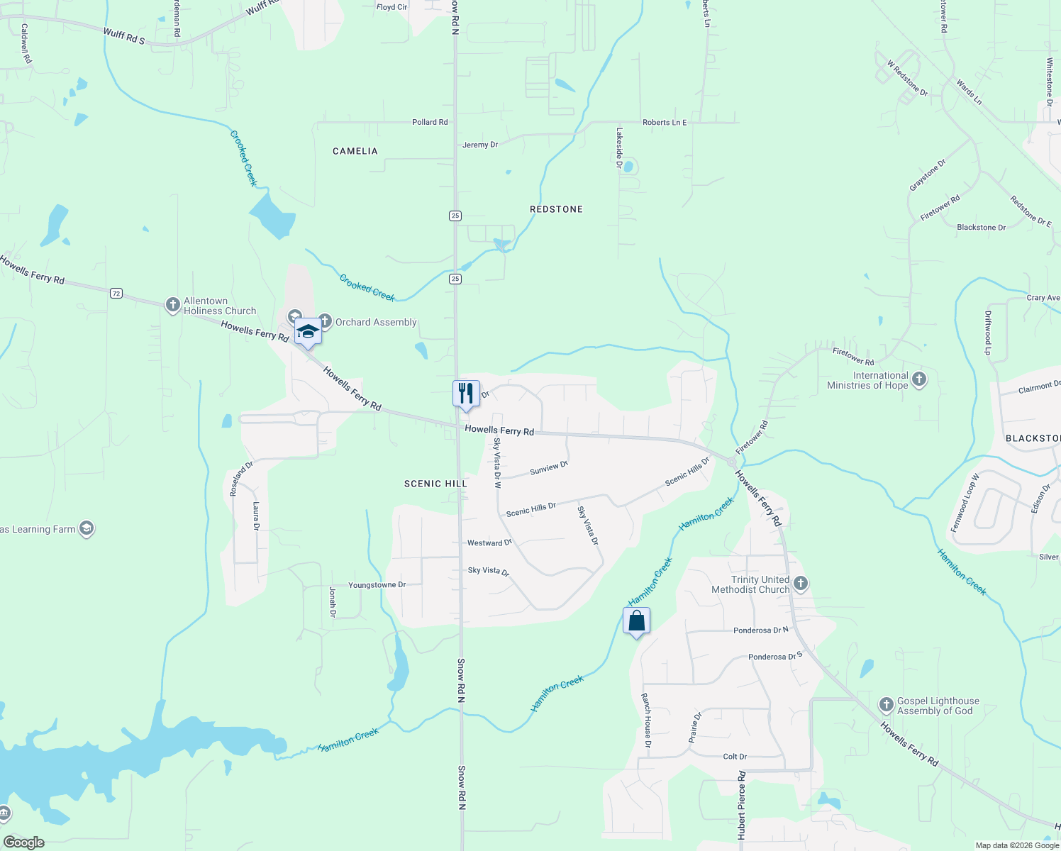 map of restaurants, bars, coffee shops, grocery stores, and more near 9730 Howells Ferry Road in Semmes