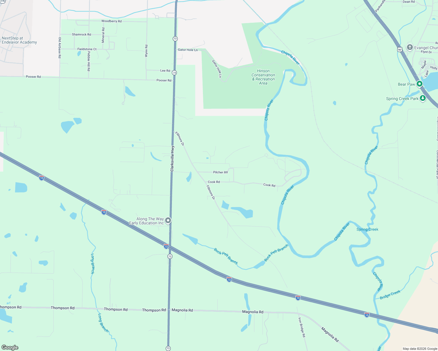 map of restaurants, bars, coffee shops, grocery stores, and more near 4481 Pilcher Road in Marianna