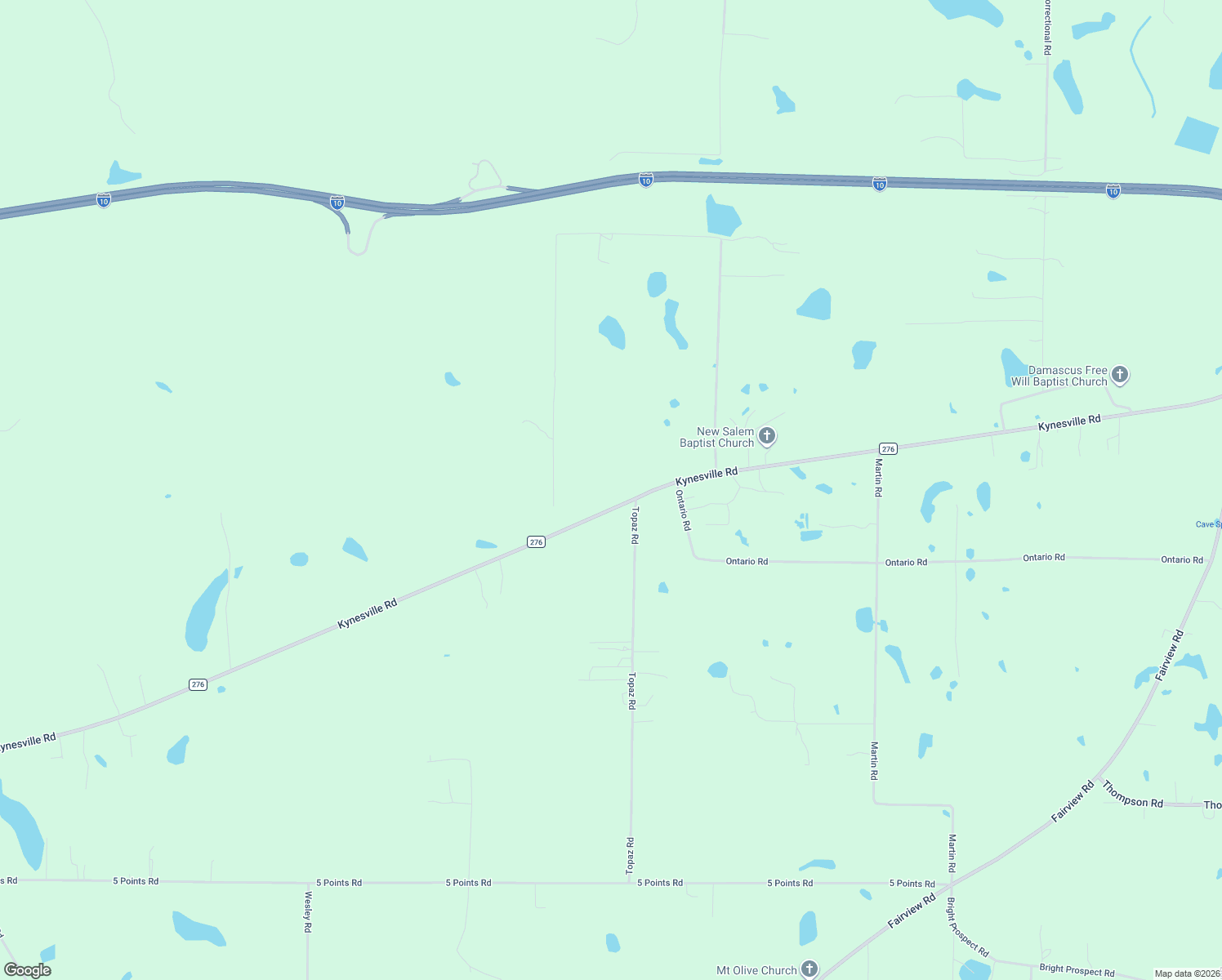 map of restaurants, bars, coffee shops, grocery stores, and more near 3376 Kynesville Road in Cottondale