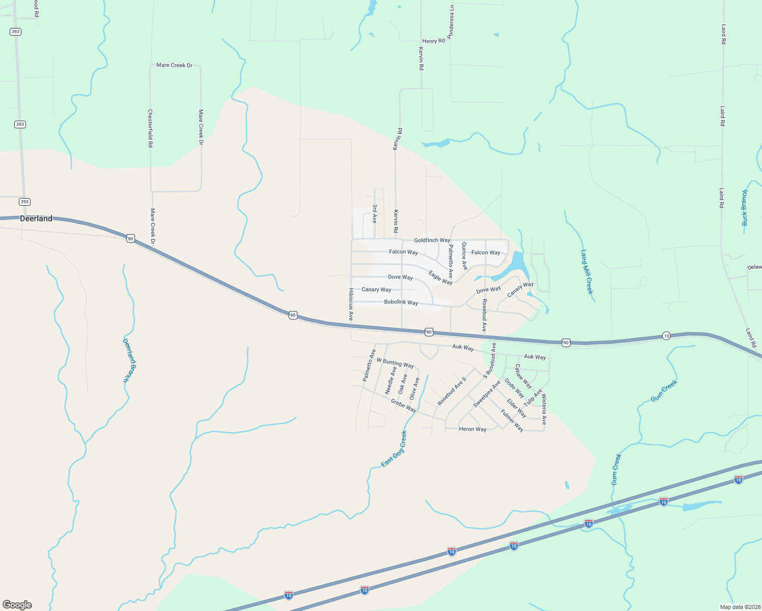 map of restaurants, bars, coffee shops, grocery stores, and more near 4618 Bobolink Way in Crestview