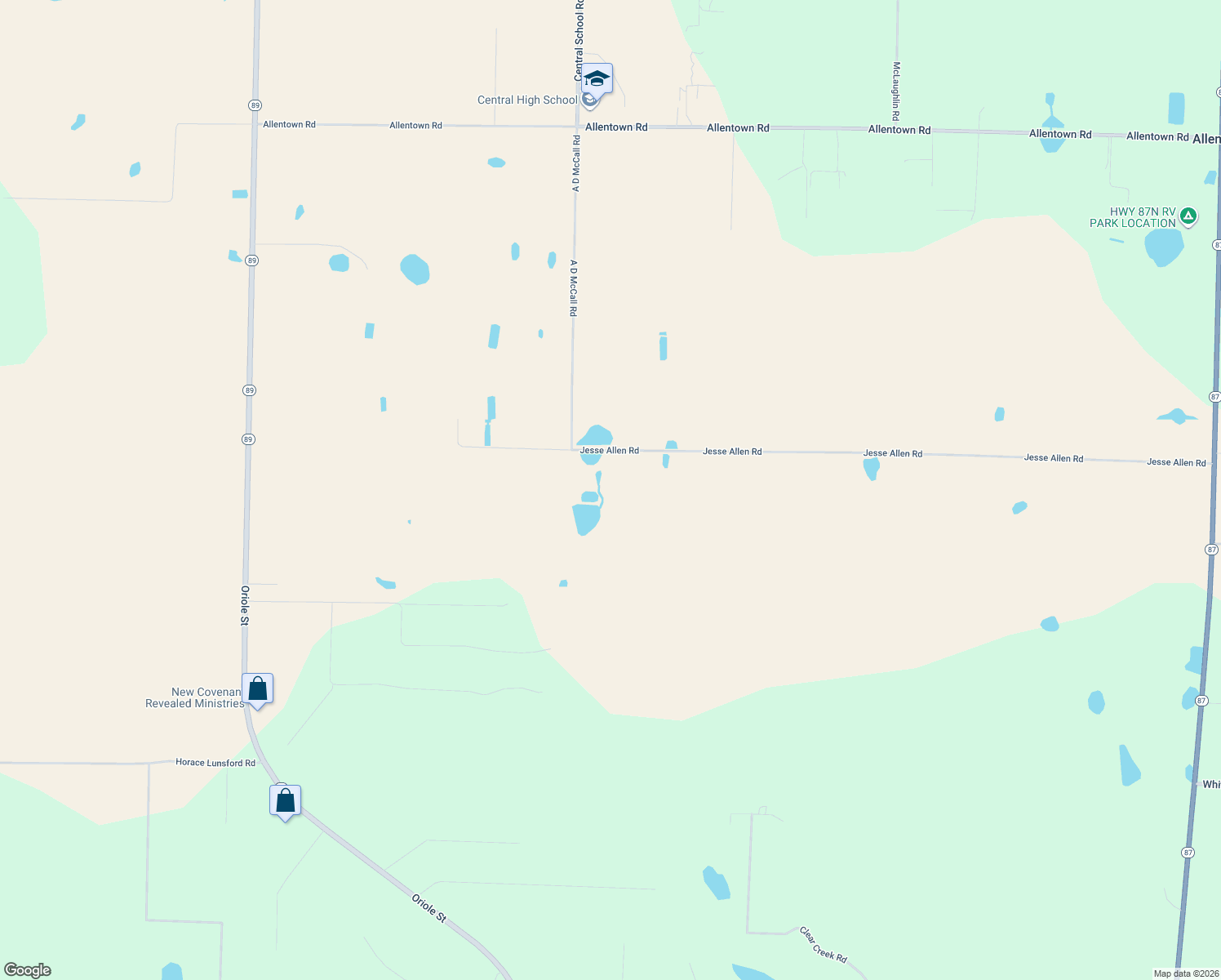 map of restaurants, bars, coffee shops, grocery stores, and more near 5801 Jesse Allen Road in Milton