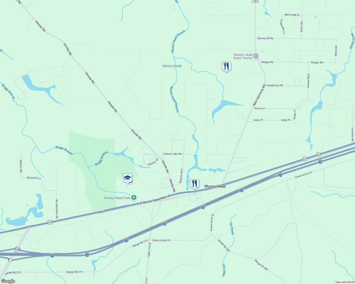 map of restaurants, bars, coffee shops, grocery stores, and more near 73 Renee Boulevard in DeFuniak Springs