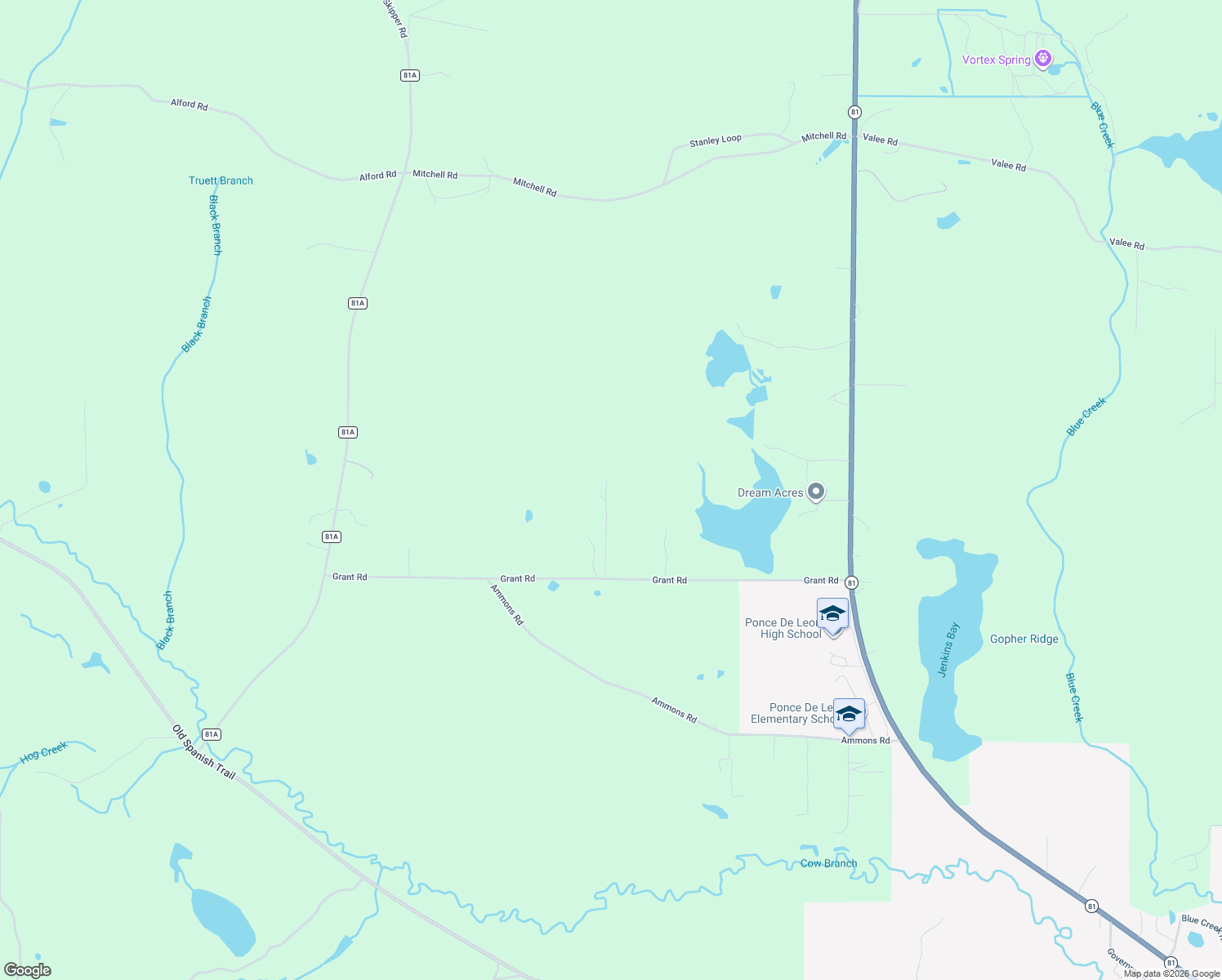 map of restaurants, bars, coffee shops, grocery stores, and more near 1383 Grant Road in Ponce de Leon