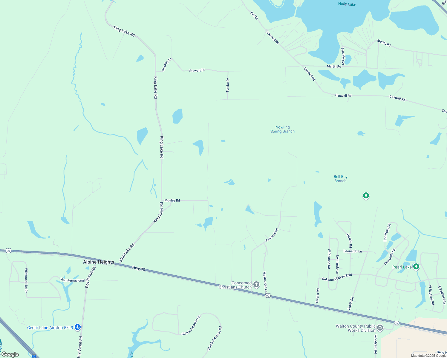 map of restaurants, bars, coffee shops, grocery stores, and more near 144 Michigan Lane in DeFuniak Springs