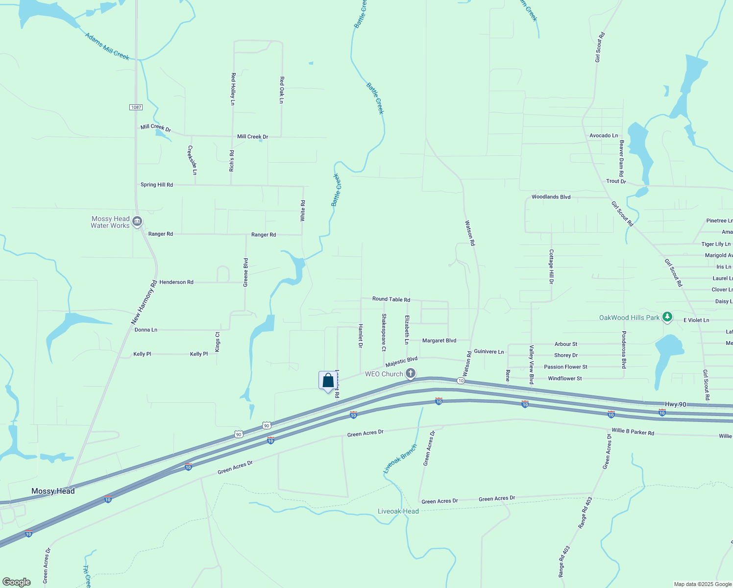 map of restaurants, bars, coffee shops, grocery stores, and more near 636 Round Table Road in DeFuniak Springs