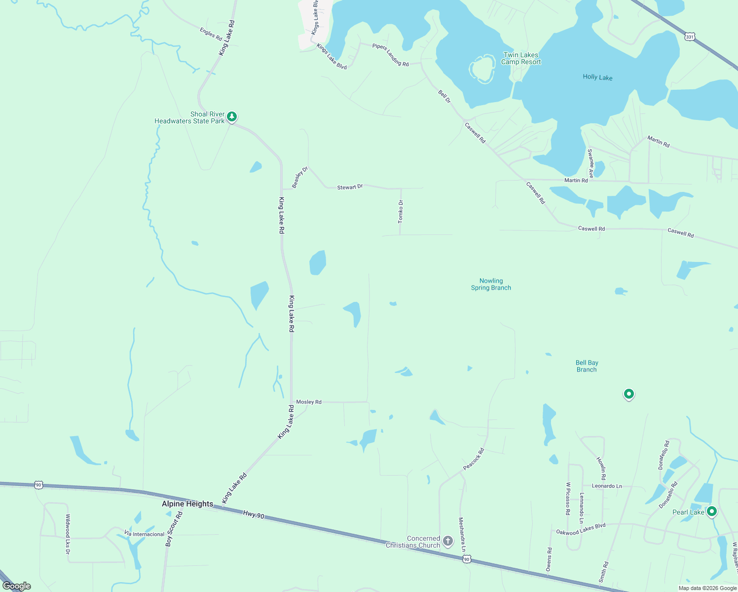 map of restaurants, bars, coffee shops, grocery stores, and more near 159 Michigan Lane in DeFuniak Springs