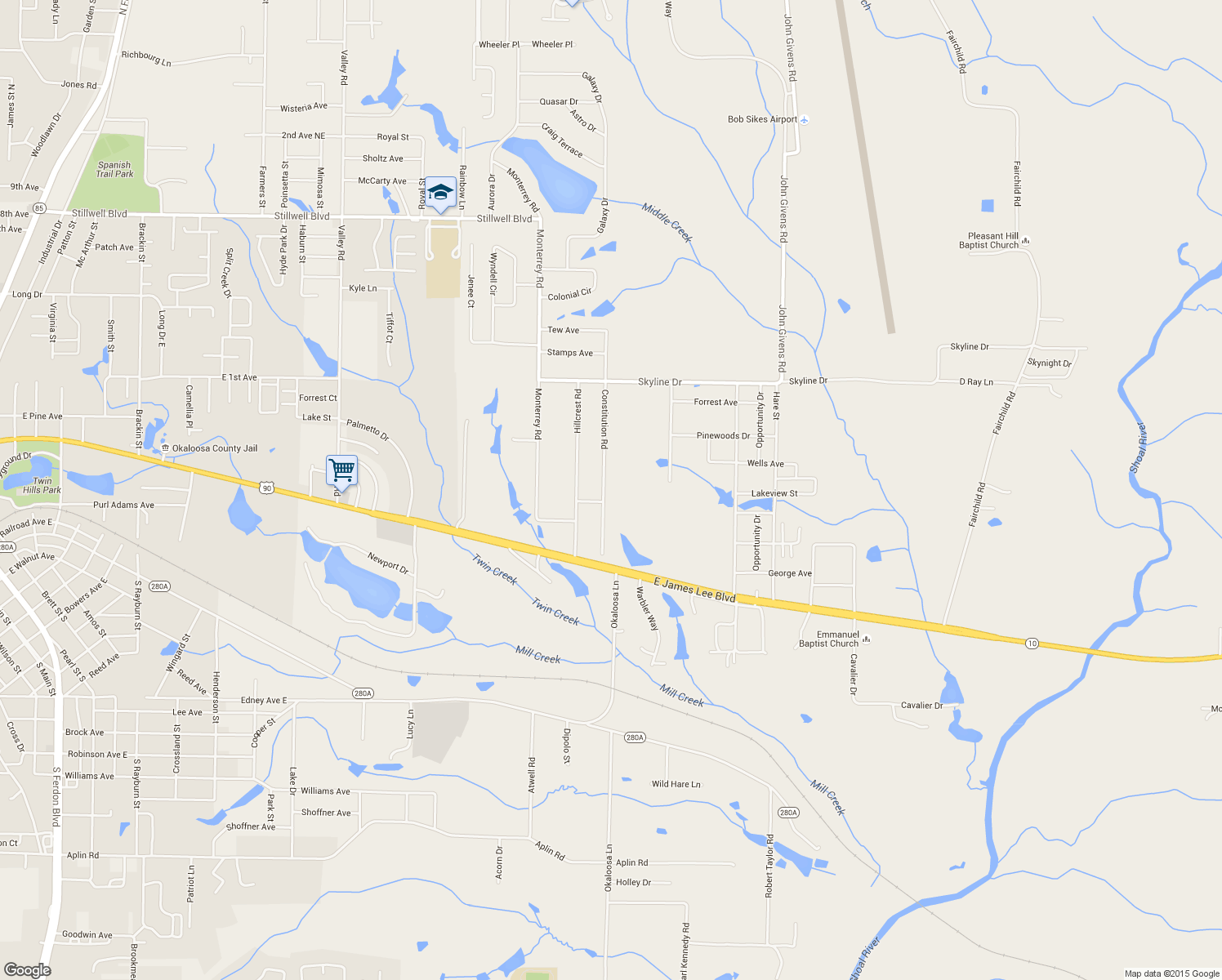 map of restaurants, bars, coffee shops, grocery stores, and more near 5329 Constitution Road in Crestview