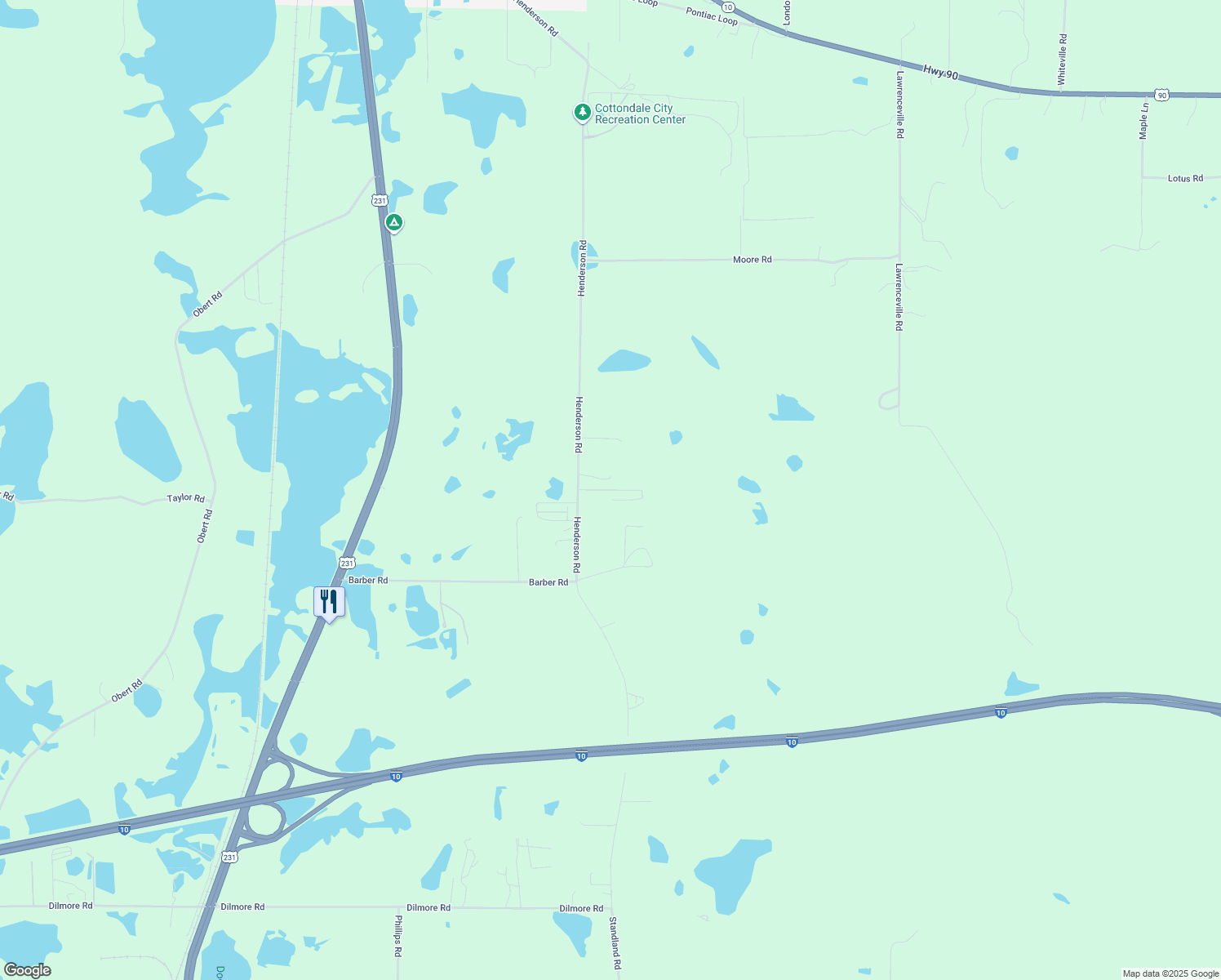 map of restaurants, bars, coffee shops, grocery stores, and more near 2898 J R Drive in Marianna