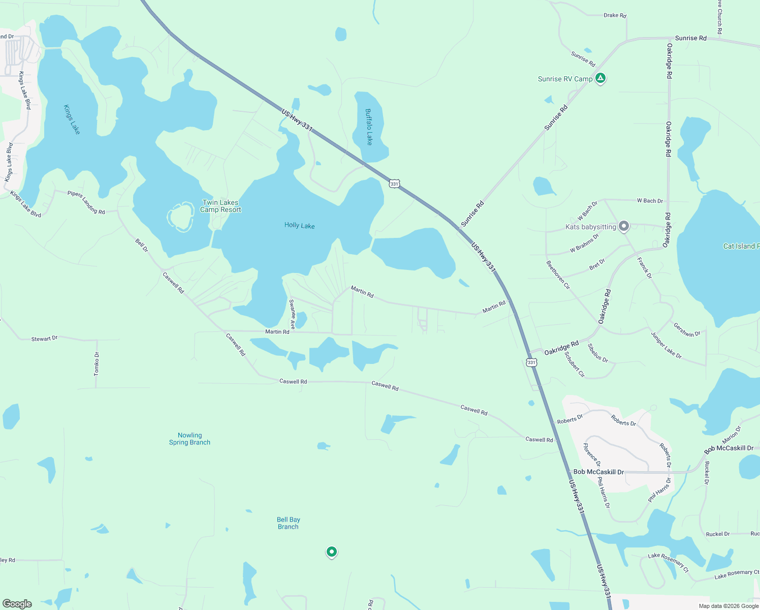 map of restaurants, bars, coffee shops, grocery stores, and more near 669 Martin Road in DeFuniak Springs