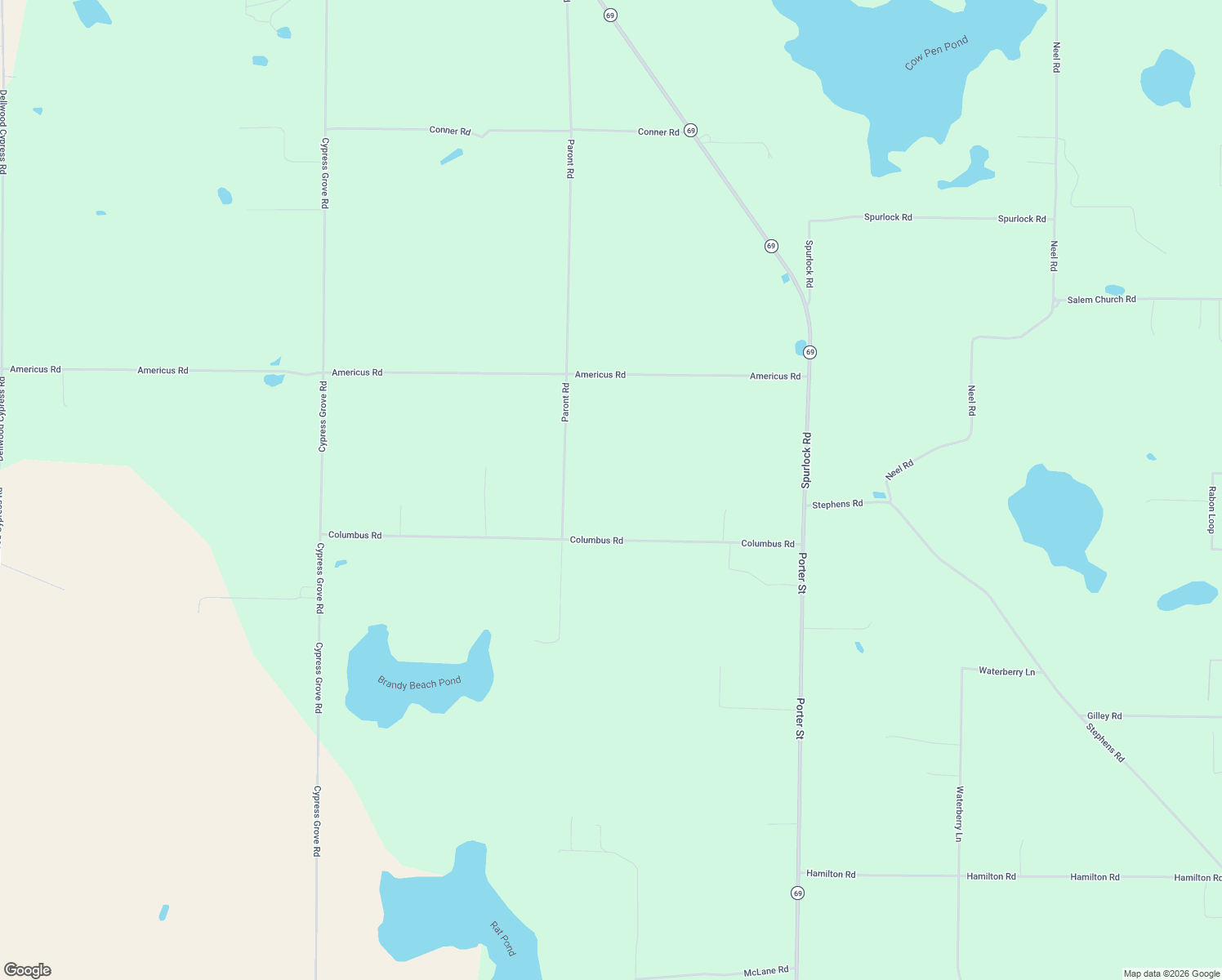 map of restaurants, bars, coffee shops, grocery stores, and more near 6788 Columbus Road in Grand Ridge