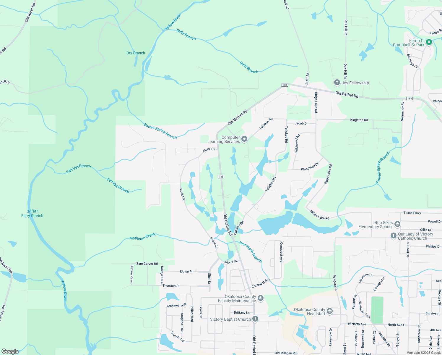map of restaurants, bars, coffee shops, grocery stores, and more near 5694 Old Bethel Road in Crestview