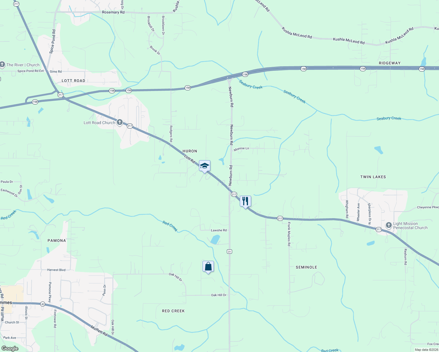 map of restaurants, bars, coffee shops, grocery stores, and more near 4956 Lott Road in Mobile