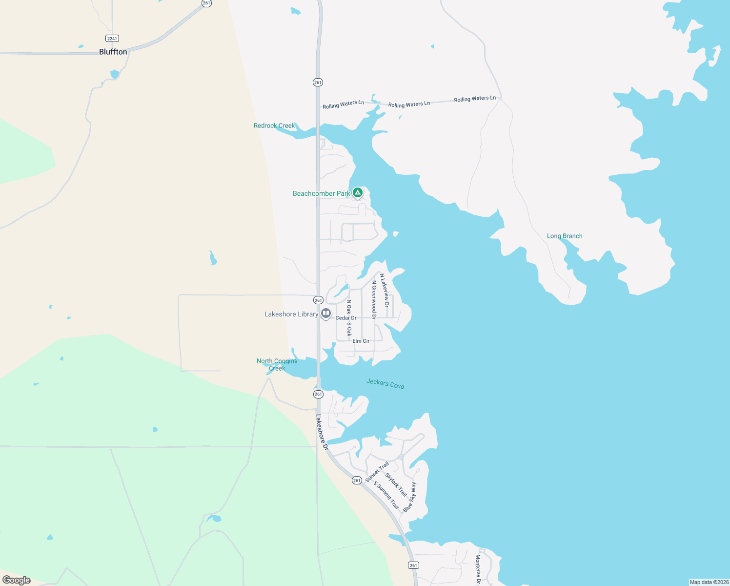 map of restaurants, bars, coffee shops, grocery stores, and more near 110 North Ridgeview in Buchanan Dam