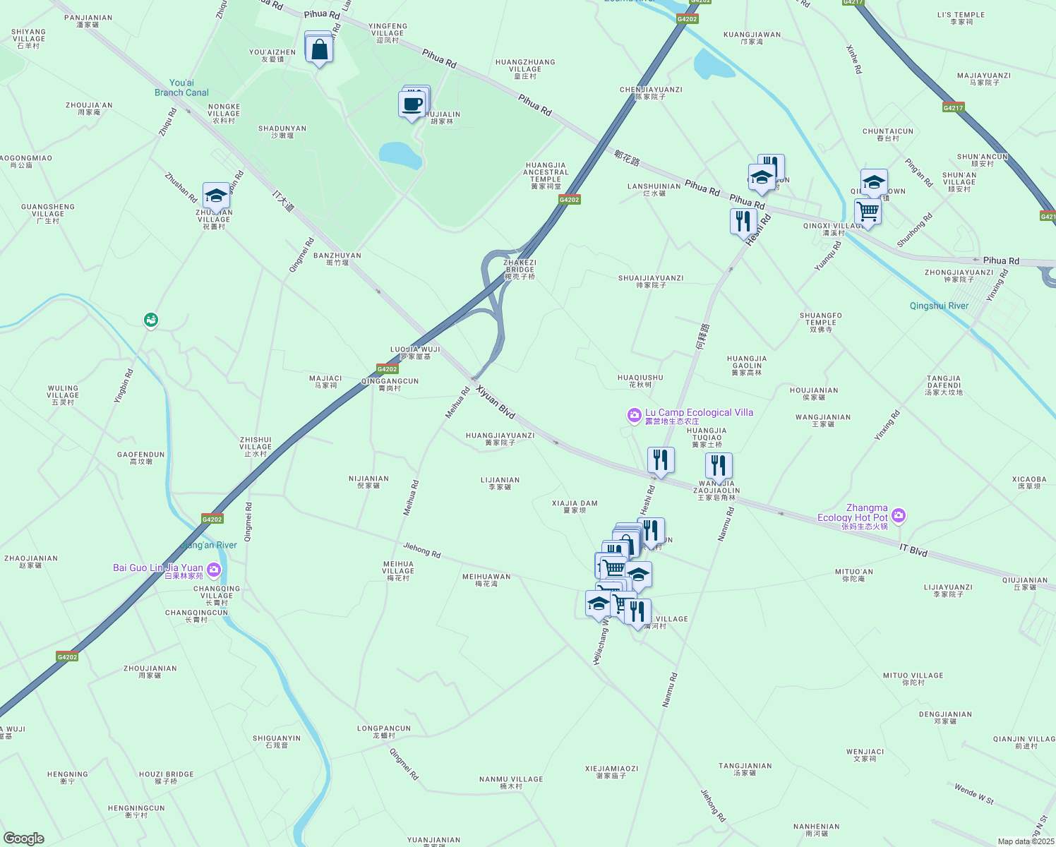 map of restaurants, bars, coffee shops, grocery stores, and more near IT Da Dao in Cheng Du Shi