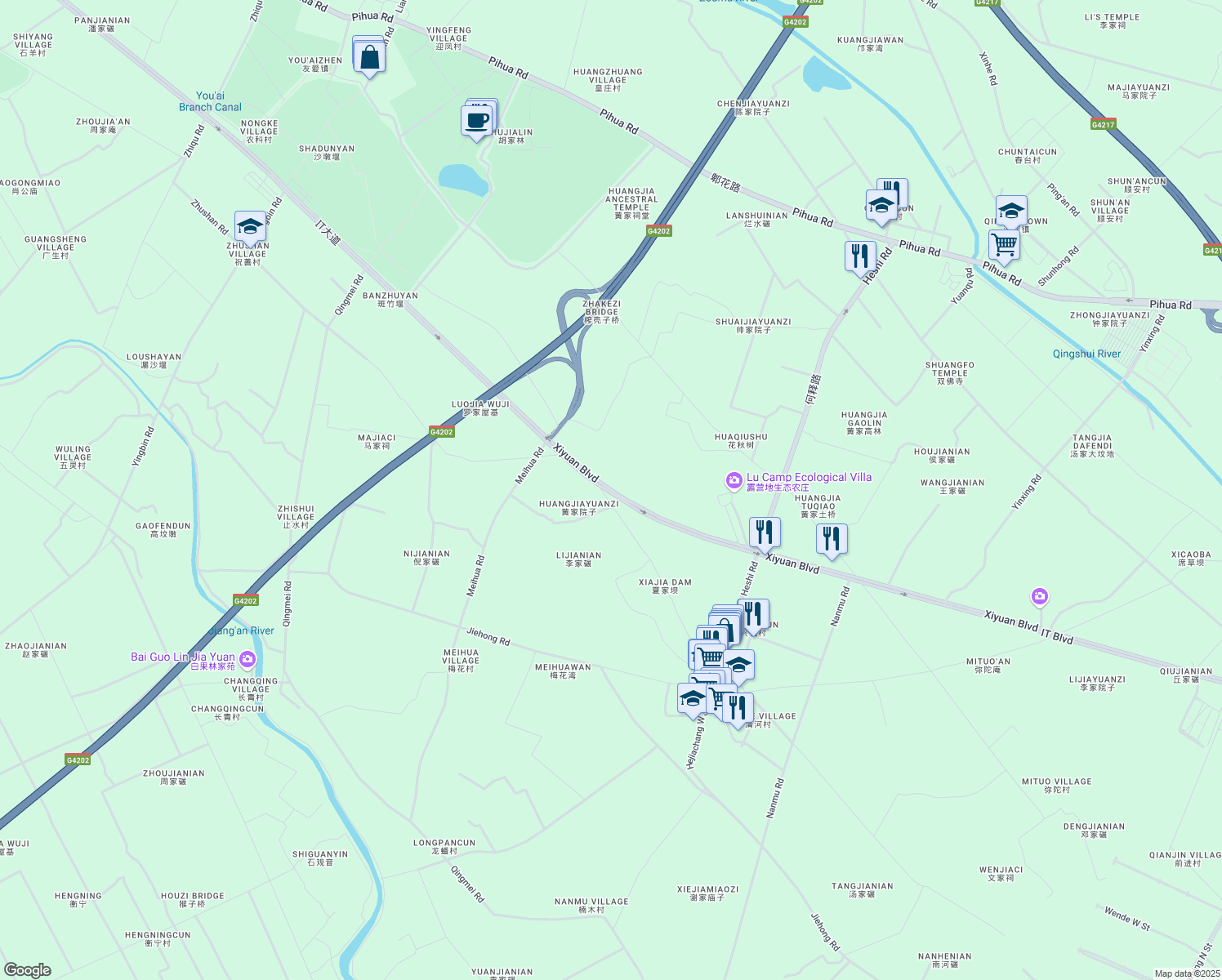 map of restaurants, bars, coffee shops, grocery stores, and more near IT Da Dao in Cheng Du Shi