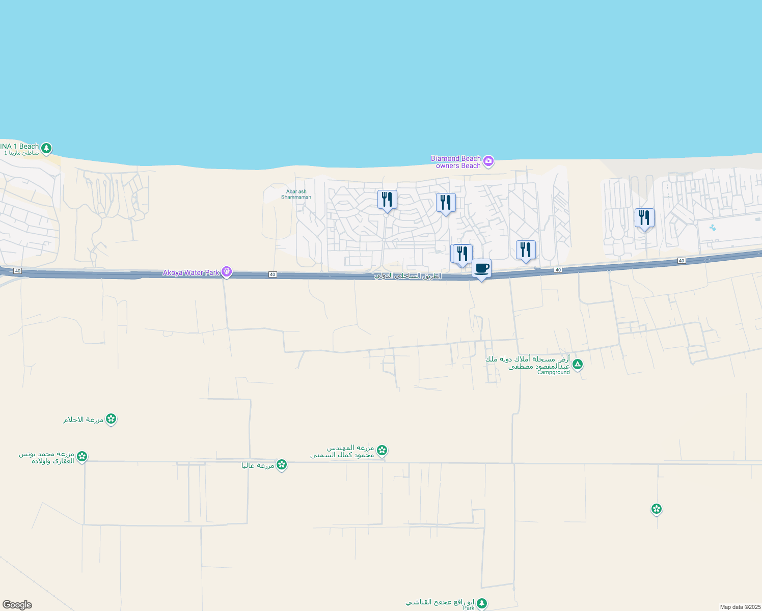 map of restaurants, bars, coffee shops, grocery stores, and more near in El Hamam
