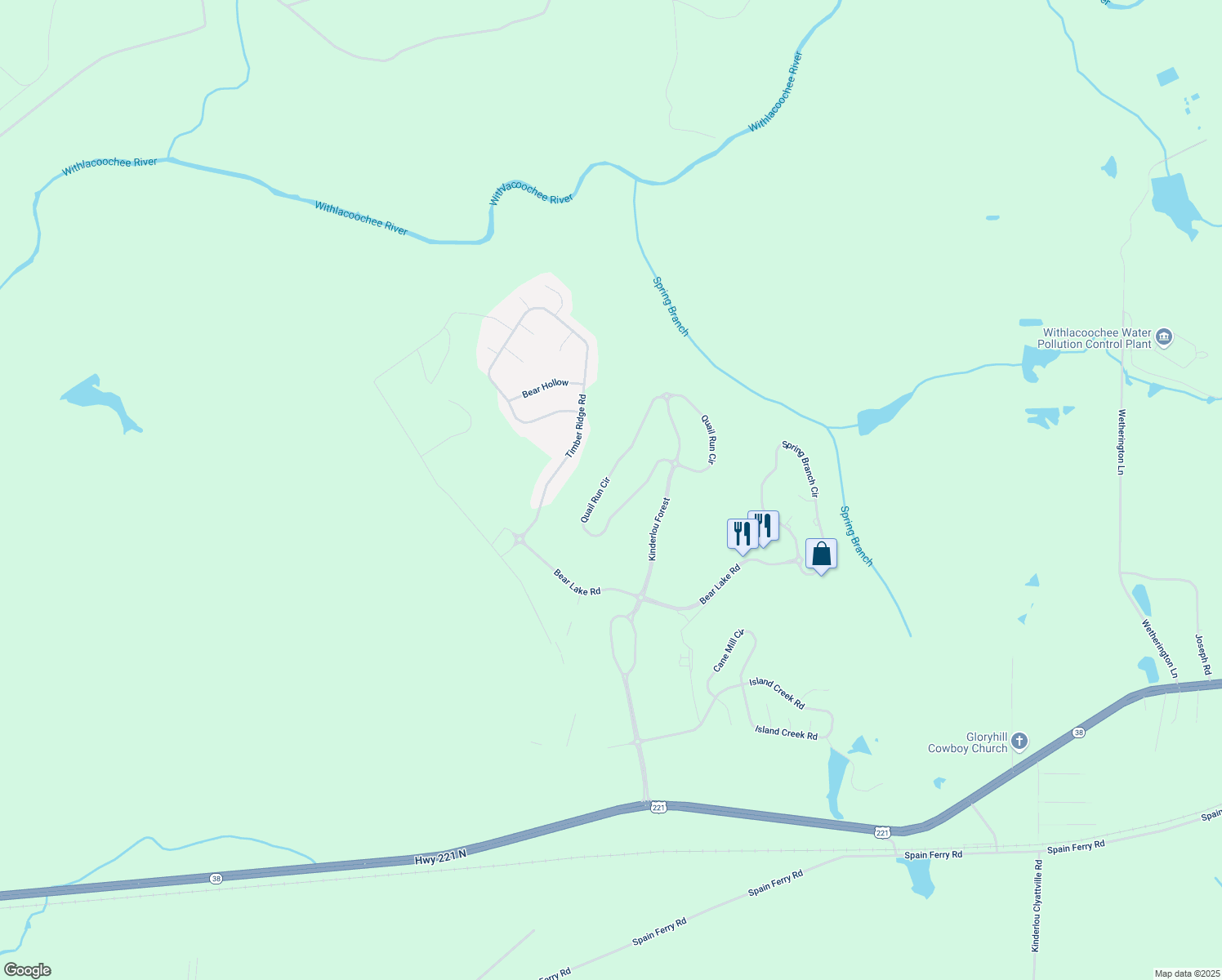map of restaurants, bars, coffee shops, grocery stores, and more near 4127 Quail Run Circle in Valdosta