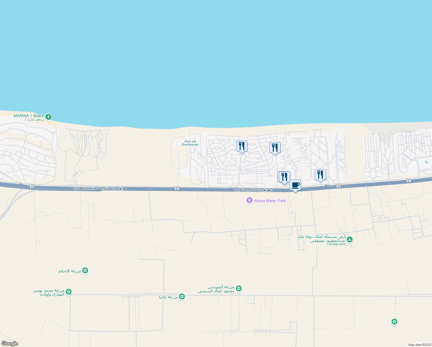 map of restaurants, bars, coffee shops, grocery stores, and more near in North Coast