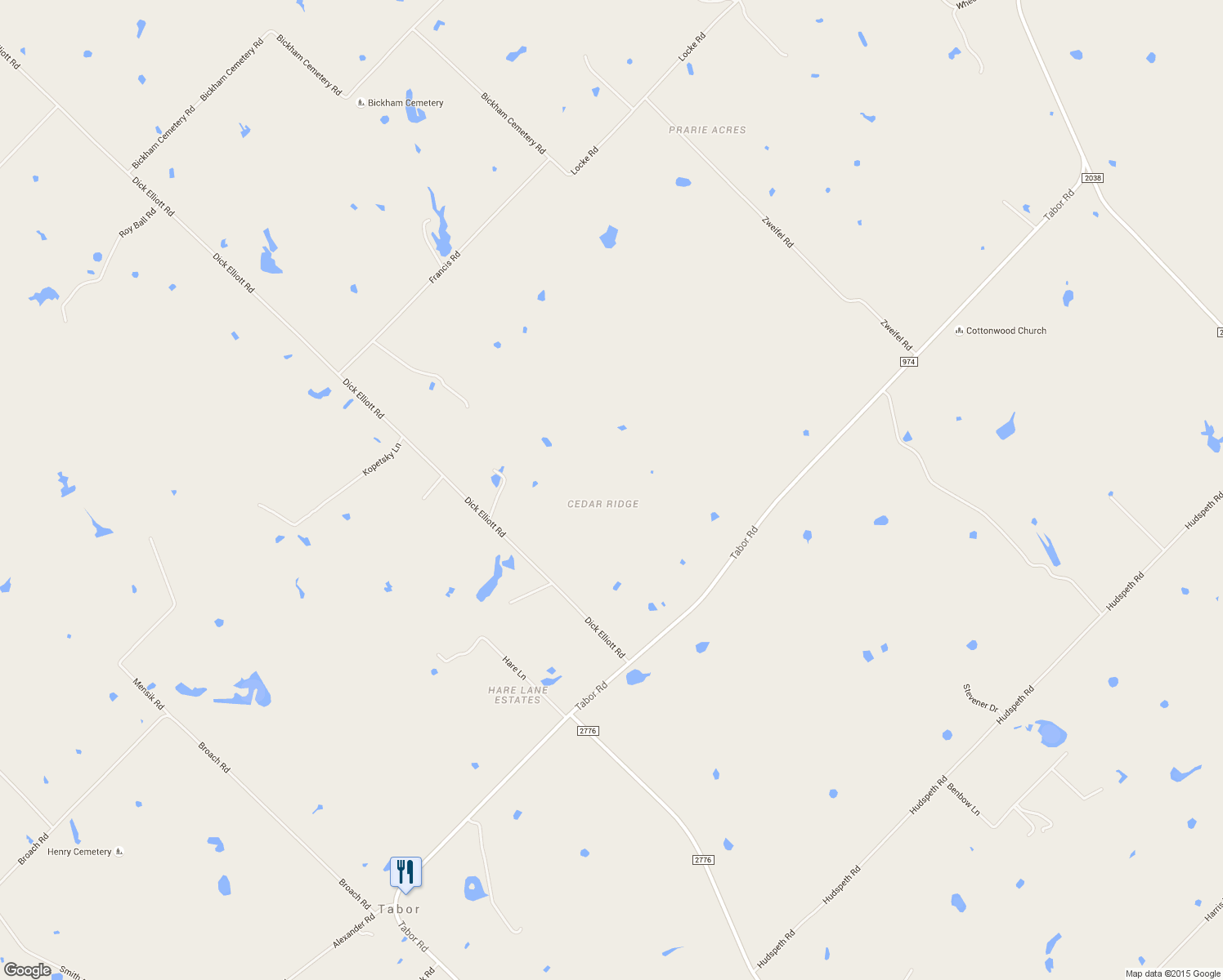 map of restaurants, bars, coffee shops, grocery stores, and more near 5980 Dick Elliott Road in Bryan