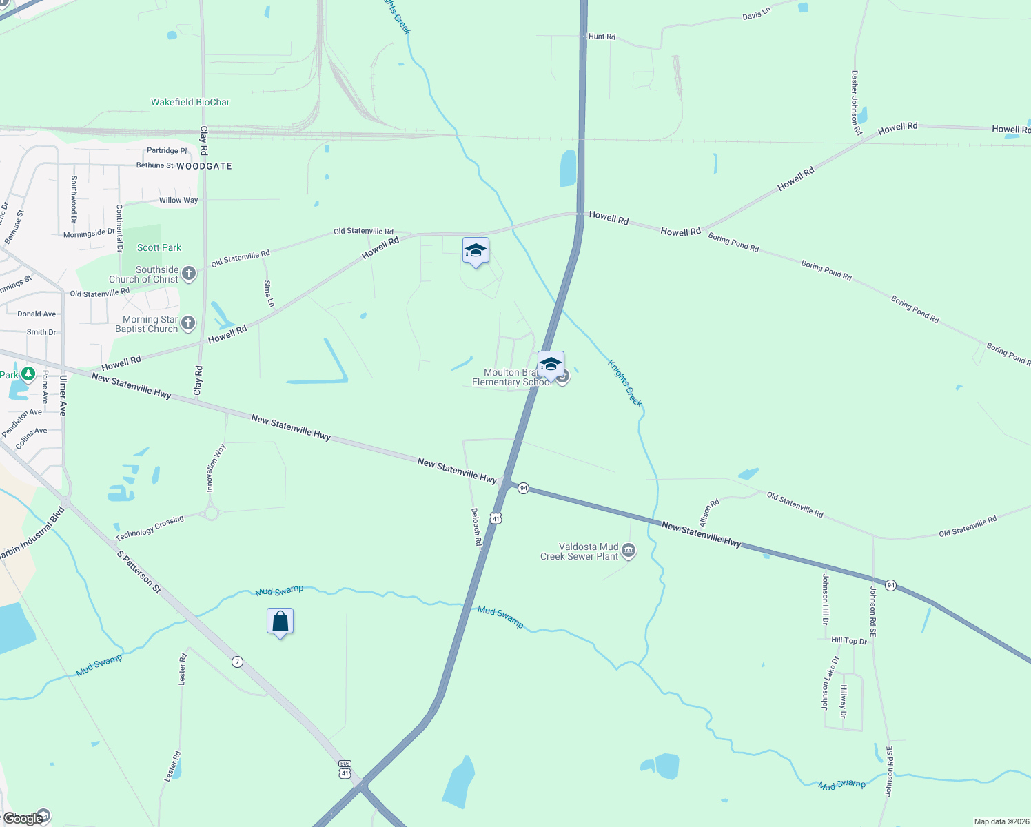 map of restaurants, bars, coffee shops, grocery stores, and more near 6020 Inner Perimeter Rd in Valdosta