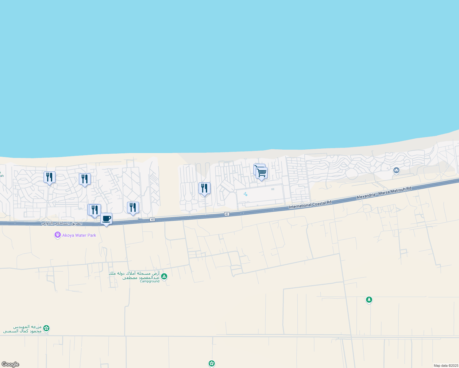 map of restaurants, bars, coffee shops, grocery stores, and more near in North Coast