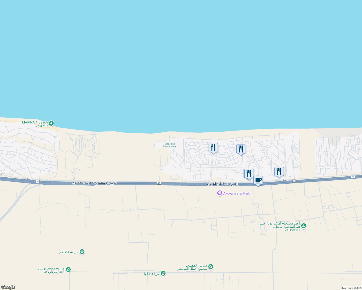 map of restaurants, bars, coffee shops, grocery stores, and more near in North Coast