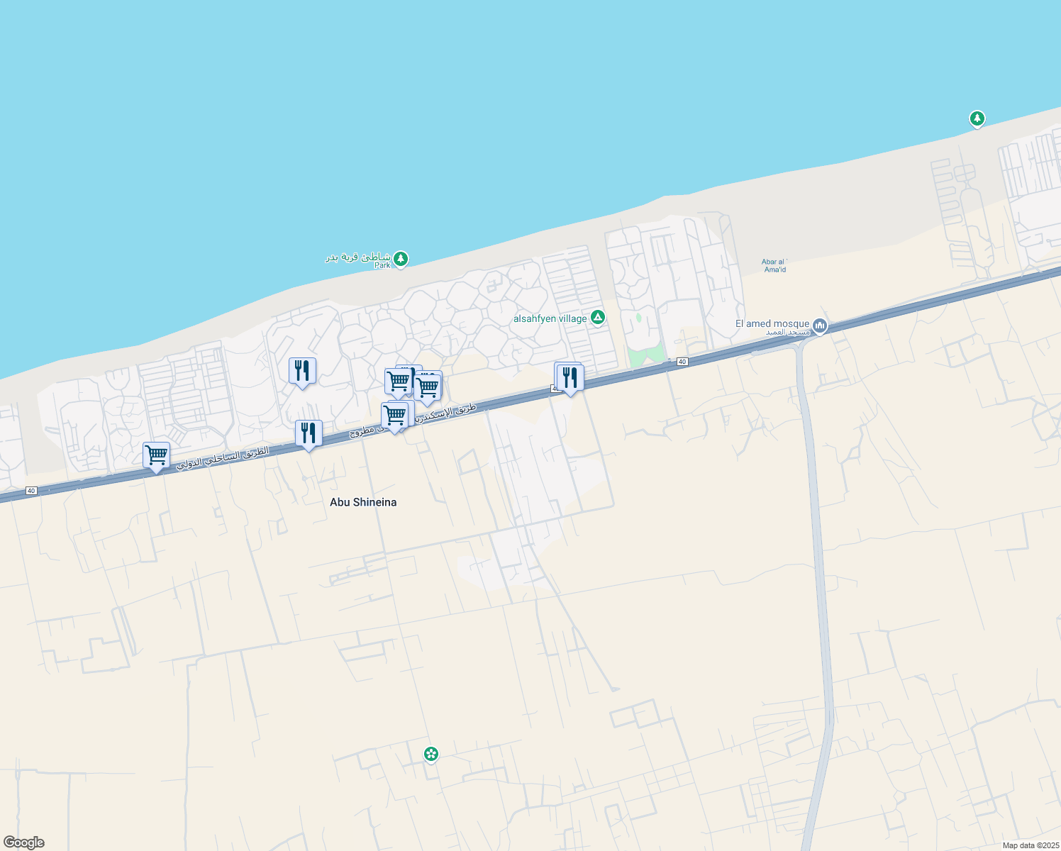 map of restaurants, bars, coffee shops, grocery stores, and more near in El Hamam