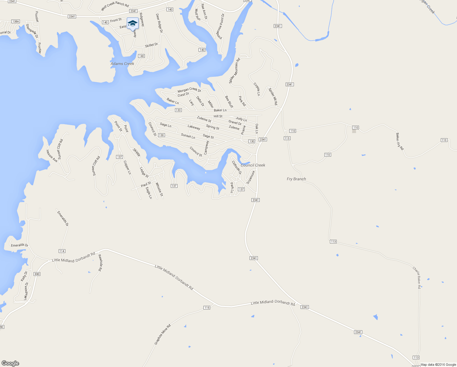 map of restaurants, bars, coffee shops, grocery stores, and more near 220 Park Lane in Burnet