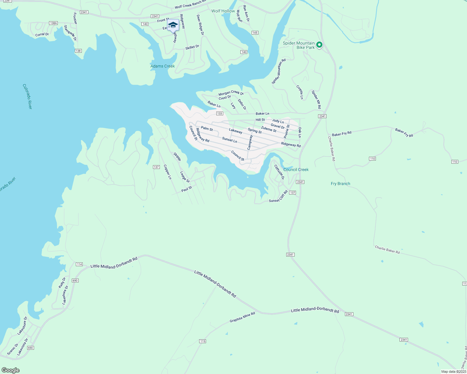 map of restaurants, bars, coffee shops, grocery stores, and more near 1240 County Road 137 in Burnet