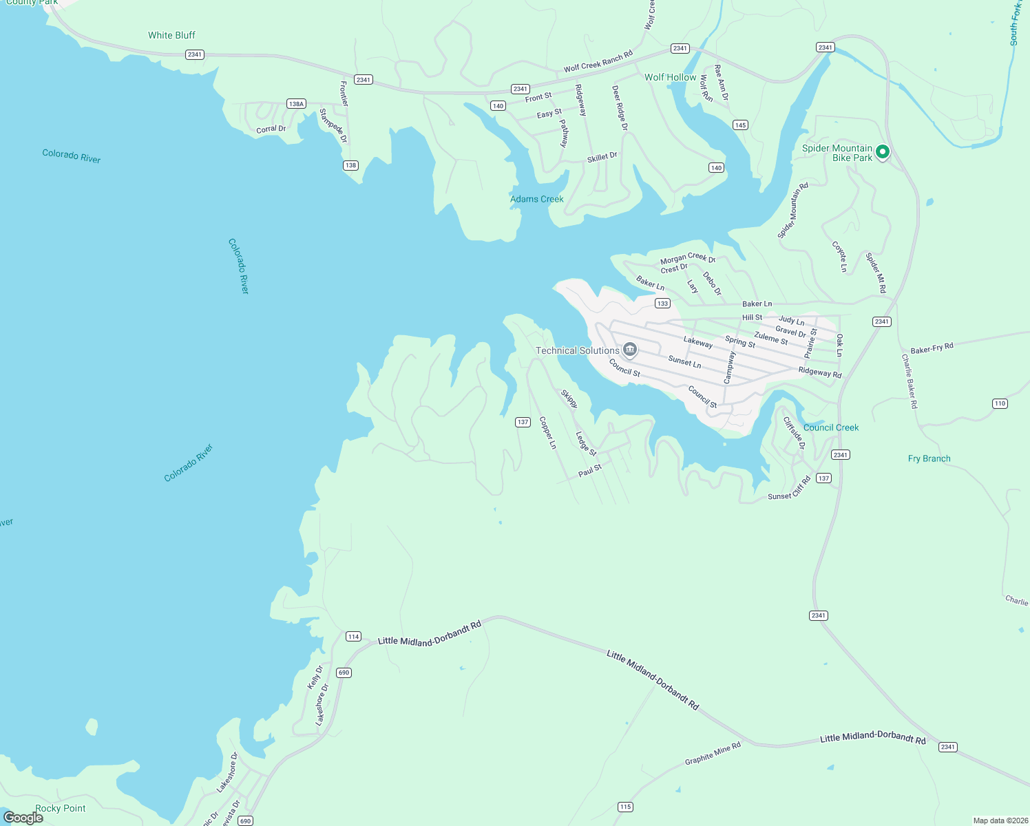 map of restaurants, bars, coffee shops, grocery stores, and more near 2838 County Road 137 in Burnet