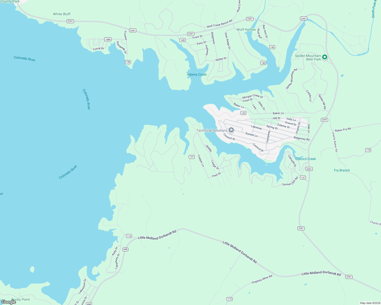 map of restaurants, bars, coffee shops, grocery stores, and more near 2838 County Road 137 in Burnet