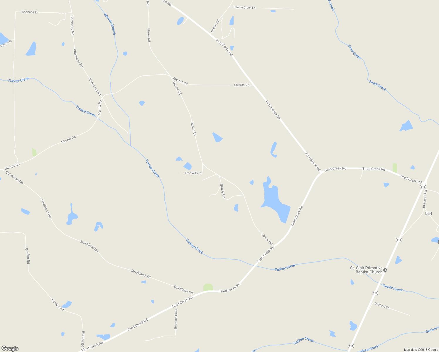 map of restaurants, bars, coffee shops, grocery stores, and more near 148 Shady Circle in Whigham