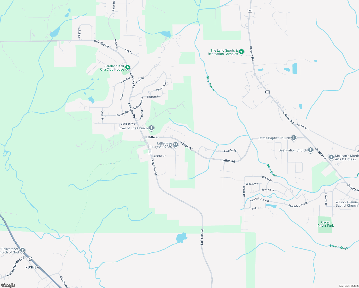 map of restaurants, bars, coffee shops, grocery stores, and more near 4027 Lafitte Rd in Saraland