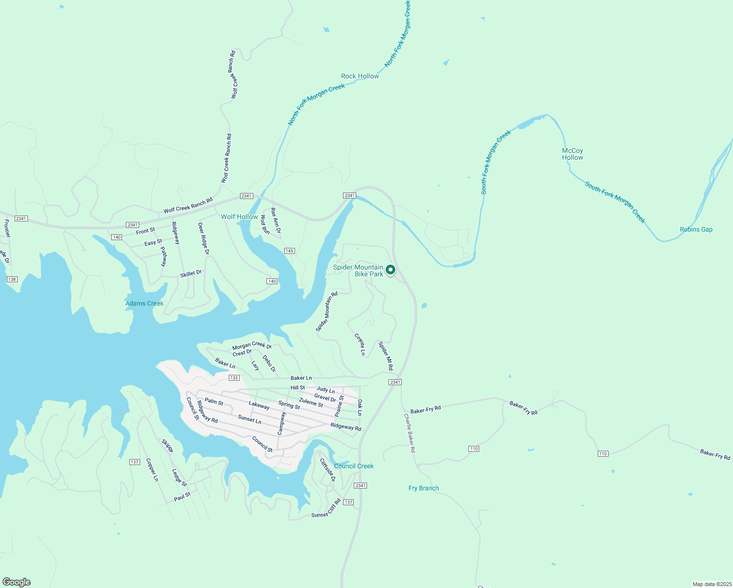 map of restaurants, bars, coffee shops, grocery stores, and more near 909 Spider Mountain Road in Burnet