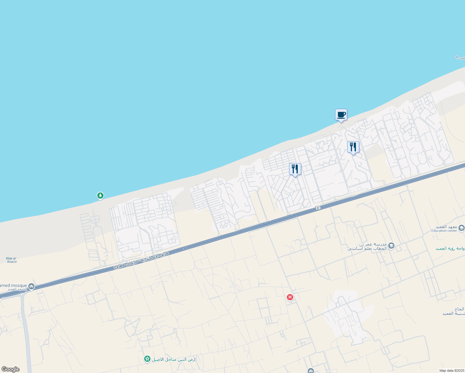 map of restaurants, bars, coffee shops, grocery stores, and more near in North Coast