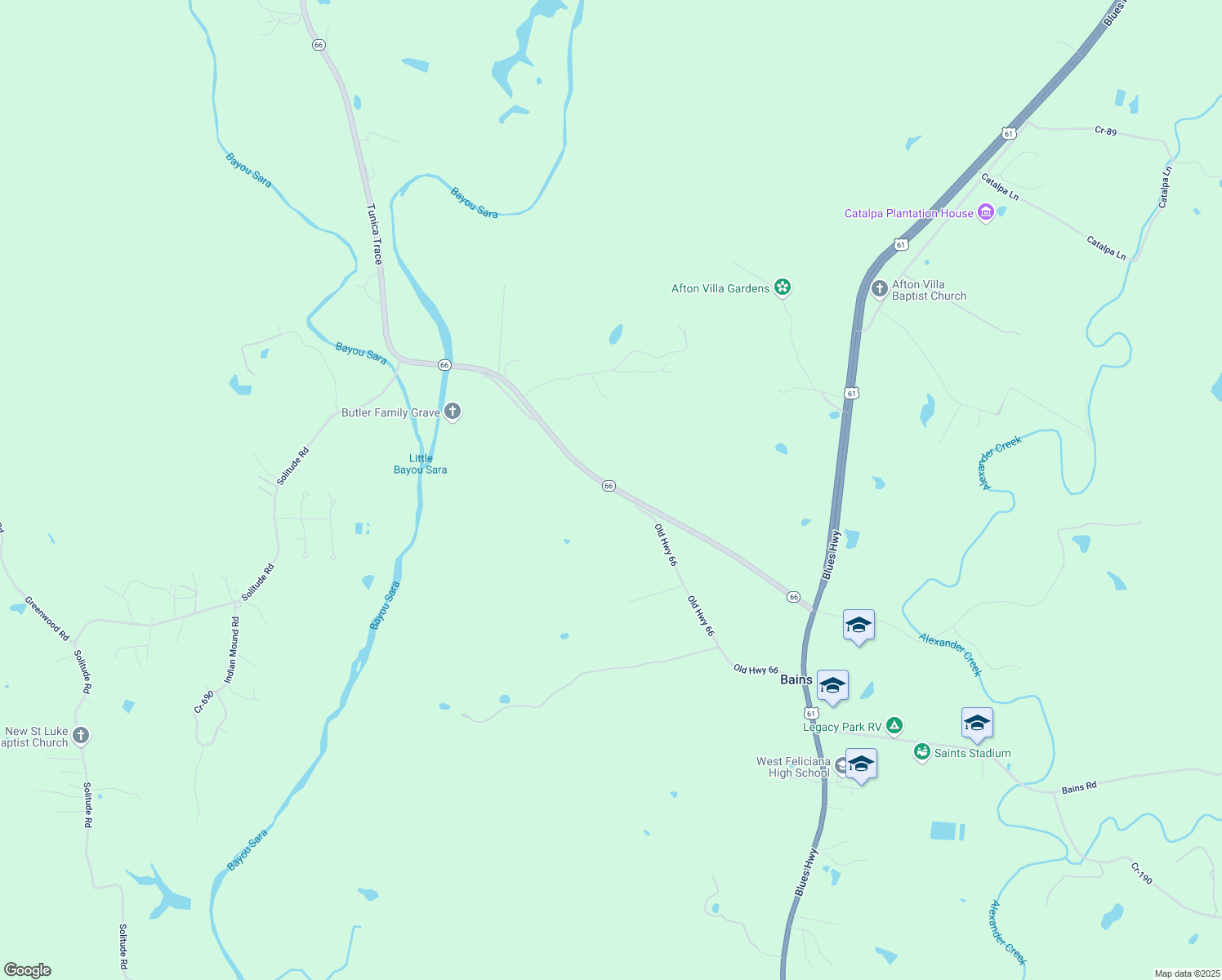 map of restaurants, bars, coffee shops, grocery stores, and more near 7623 Tunica Trace in Saint Francisville