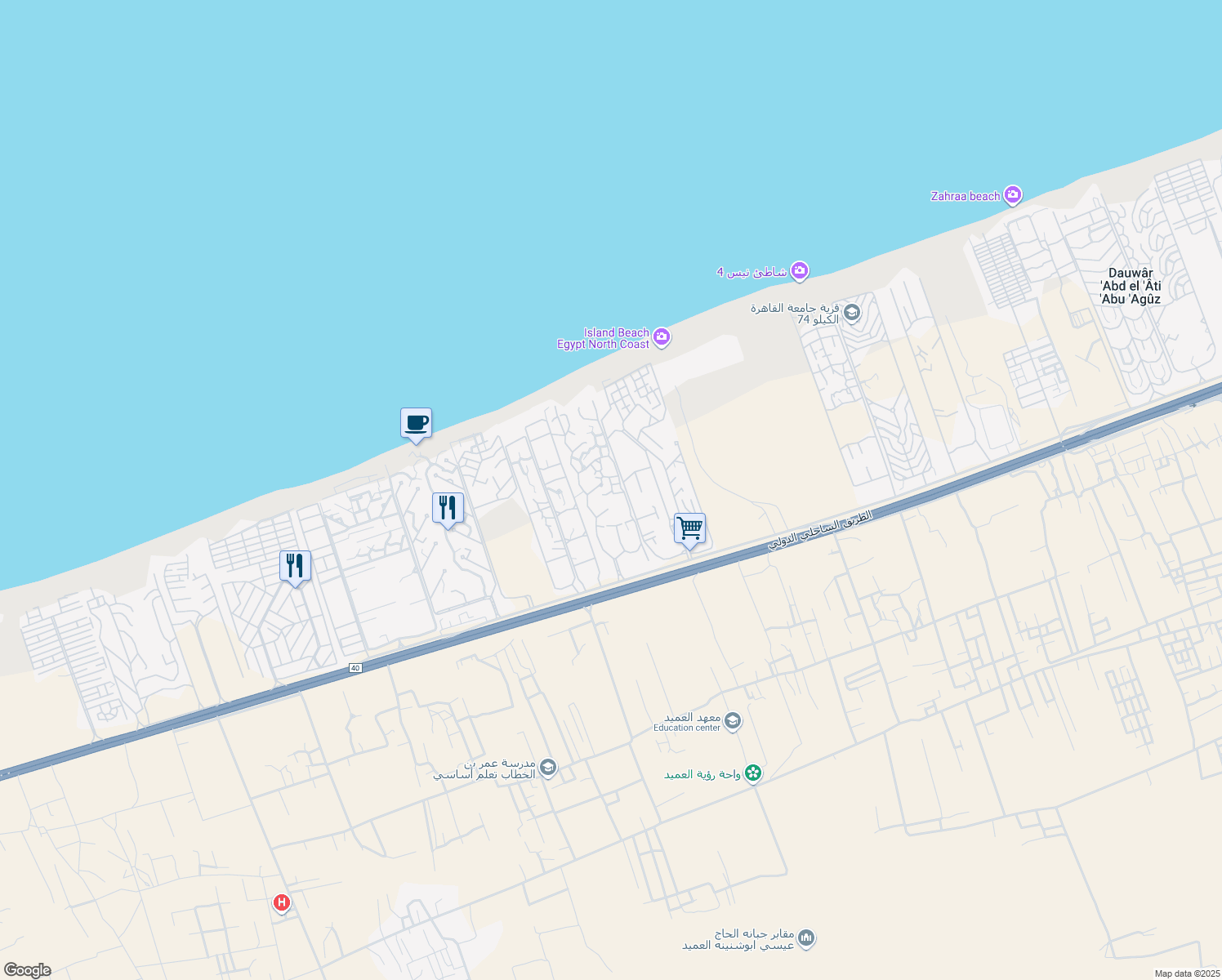 map of restaurants, bars, coffee shops, grocery stores, and more near in North Coast