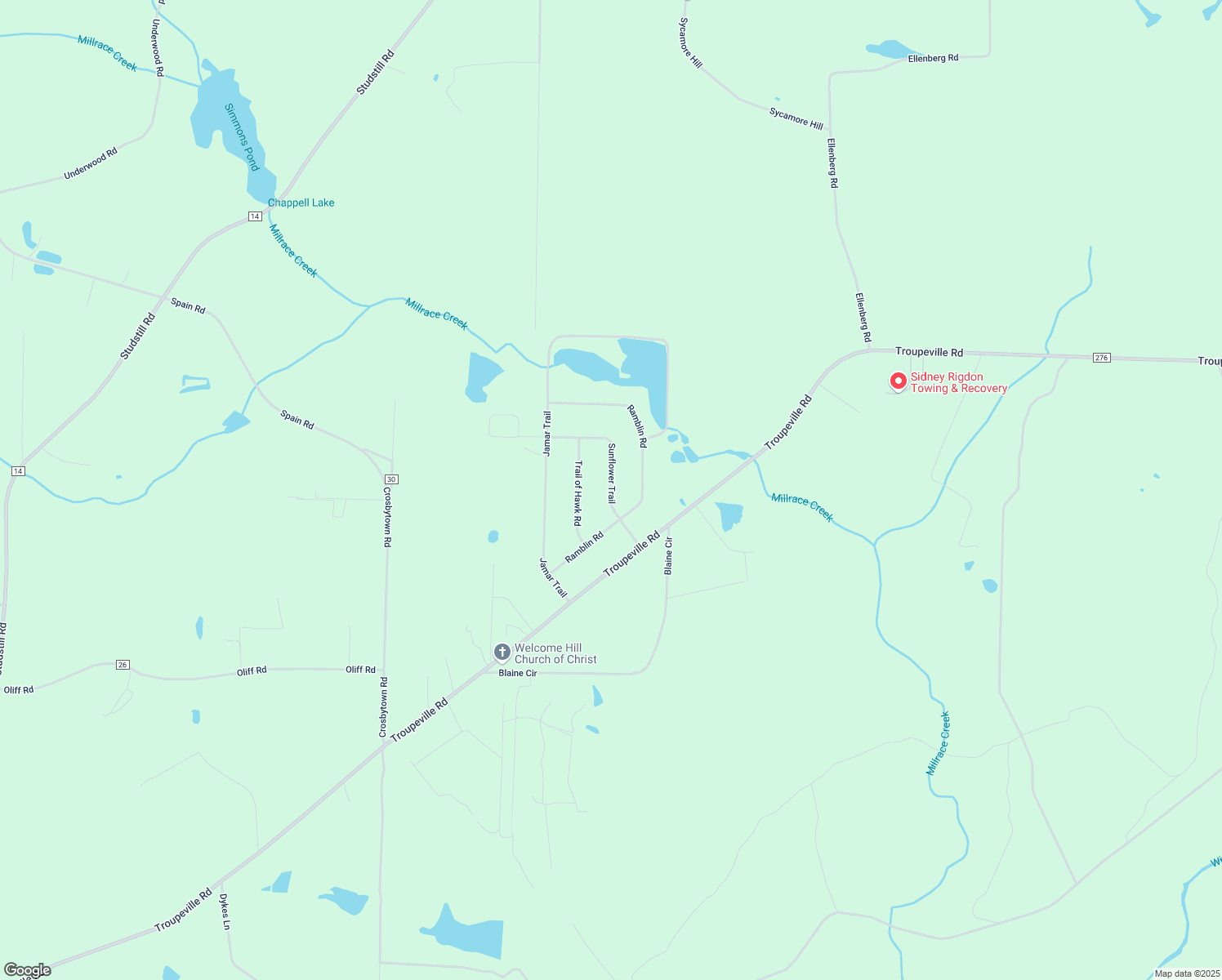 map of restaurants, bars, coffee shops, grocery stores, and more near Sunflower Trail in Quitman