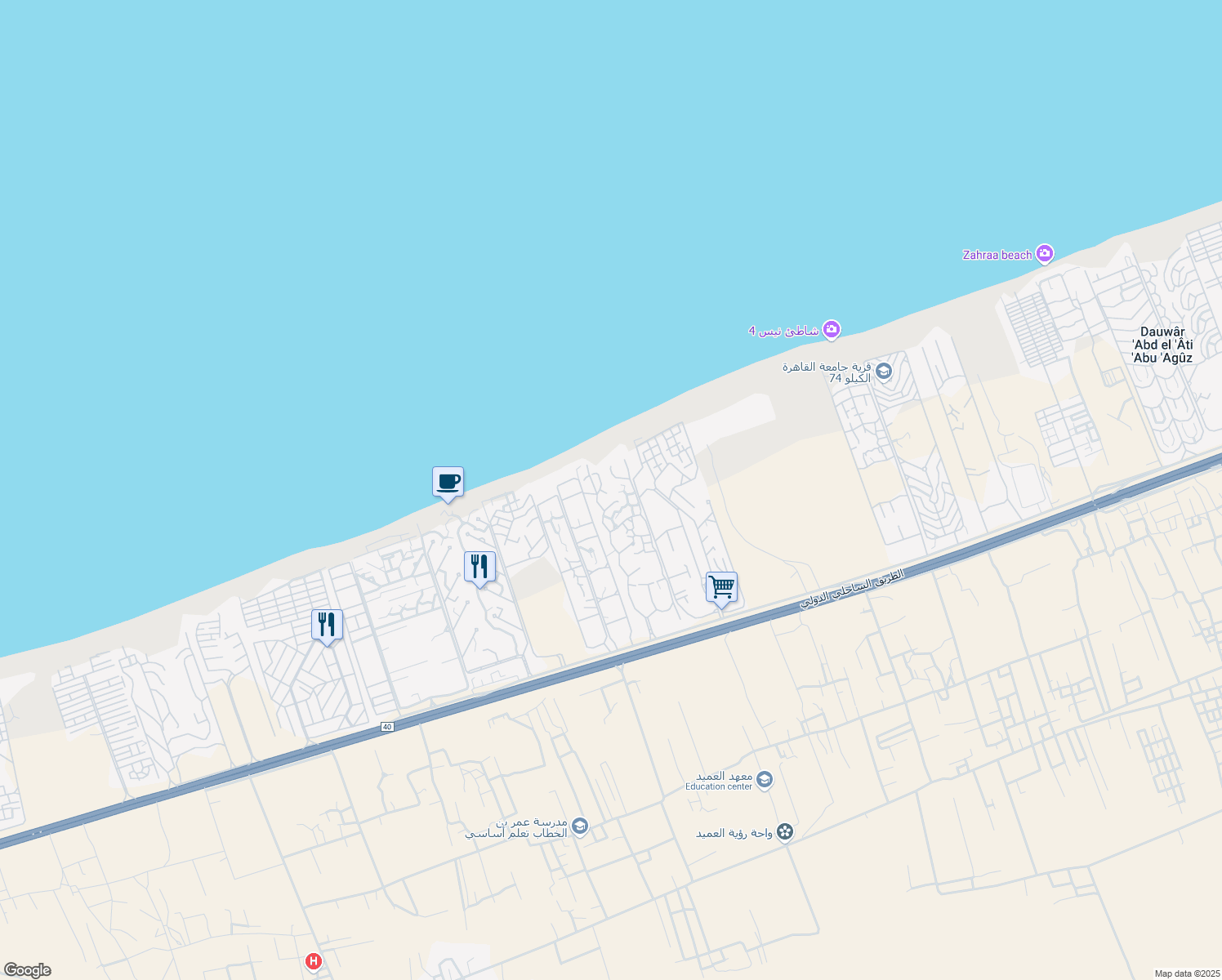 map of restaurants, bars, coffee shops, grocery stores, and more near in North Coast