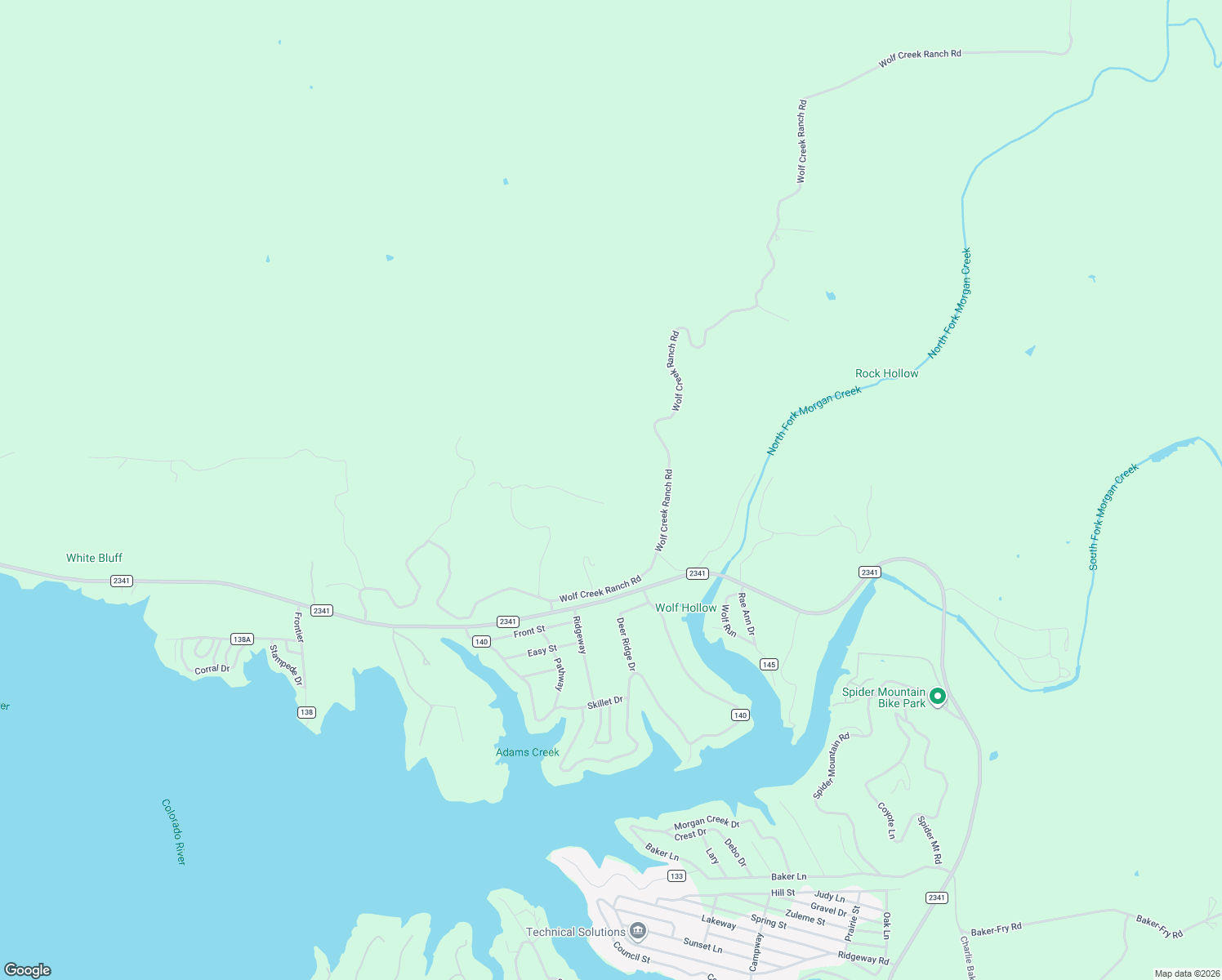 map of restaurants, bars, coffee shops, grocery stores, and more near 2786 Wolf Creek Ranch Road in Burnet