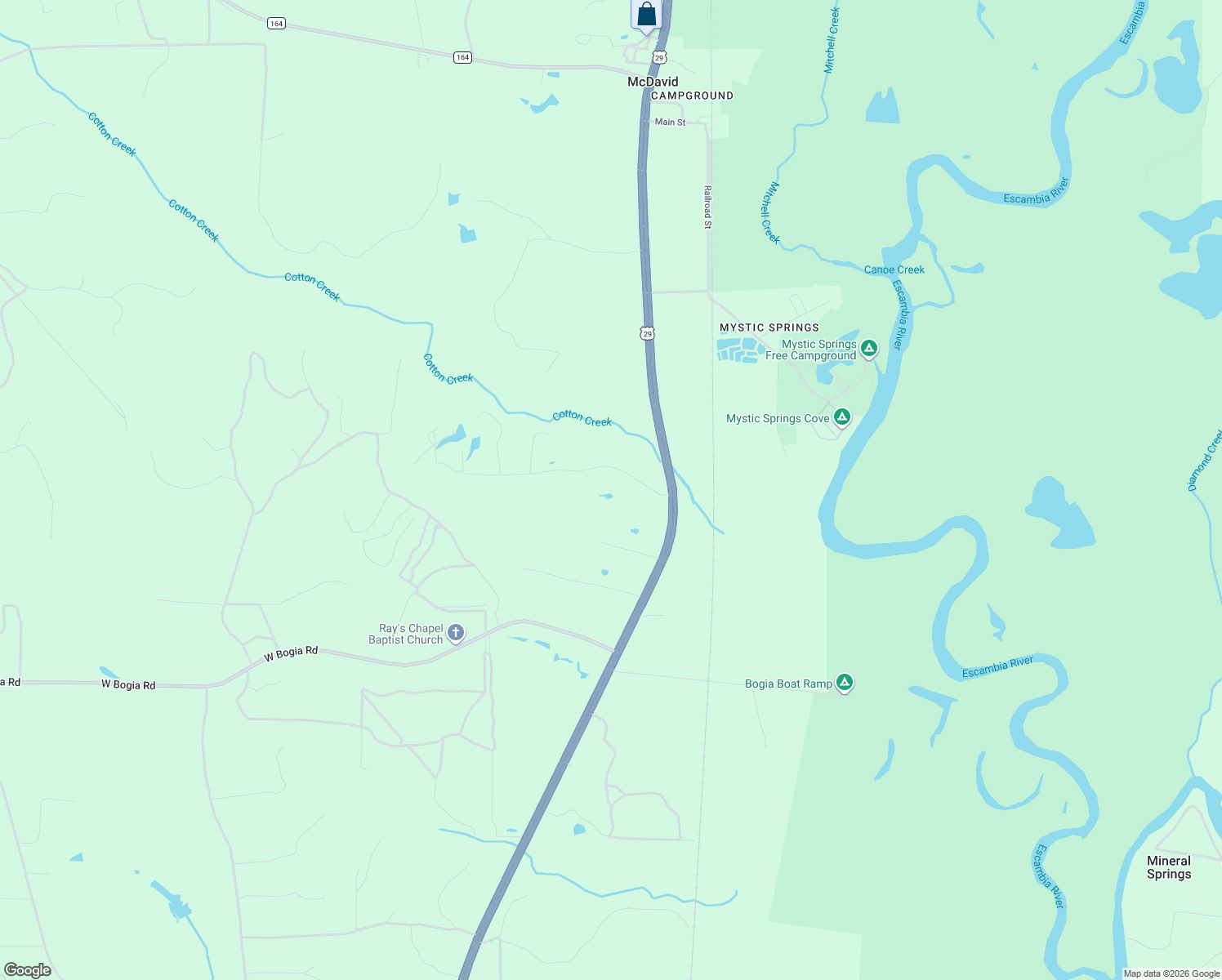 map of restaurants, bars, coffee shops, grocery stores, and more near 111 Cotton Creek Road in McDavid